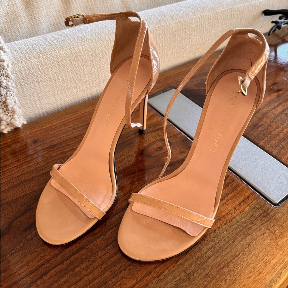Stuart Weitzman Nude Ankle Strap Heels